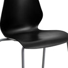 Flash Furniture HERCULES Black Stack Chair with Lumbar Support & Silver Frame - 5 Pack-Retro Modern Design Curved Back supports lower back