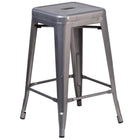 Flash Furniture 24" High Backless Clear Coated Metal Indoor Counter Height Stool with Square Seat-Stackable Industrial Style Modern Stool