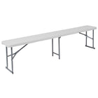 Flash Furniture 10.25"W x 71"L Bi-Fold Granite Plastic Bench with Carrying Handle - White-5.9' Folding Bench