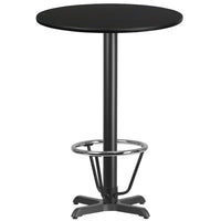 Flash Furniture Laminate 30" X-Base Round Table, Black (XURD30BKT22B3F)-Bar Height Hospitality Table