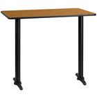 Flash Furniture 30" x 48" Rectangular Natural Laminate Table Top with 5" x 22" Bar Height Table Bases-Bar Height Hospitality Table