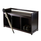 Winsome Addison Storage Bench with 3-Sections, Espresso-Three cubbies beneath the seat
