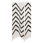 kieragrace Stockholm Danielsson Room Divider - 47” x 71”, Three Panel, White with Black Zigzag-Dry dust to clean, fold for easy storage
