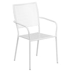 28'' Square White Indoor-Outdoor Steel Patio Table Set with 2 Square Back Chairs [CO-28SQ-02CHR2-WH-GG]-4