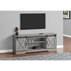 Monarch Specialties 2747 Tv Stand - 60"L/Grey With 2 Sliding Doors-Grey Wood-look finish