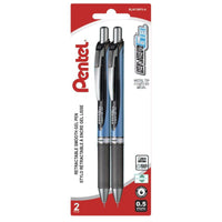 Pentel EnerGel Liquid Gel Pens Retractable – 0.5mm – Black – 2 Pack-Engineered to incorporate the best qualities of liquid and gel ink