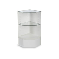 Can-Bramar Econoline Pentagon Corner Case with Two Glass Shelves, 18" x 18" x 38"(H), White-Comes with two adjustable glass shelves and fits standard slatwall accessories (i.e. shelf brackets, hooks, waterfall). (EC-PC18W)