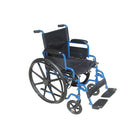 Drive Medical Blue Streak Wheelchair with Flip Back Desk Arms, 18" Seat, Swing Away Footrest-Blue, Steel