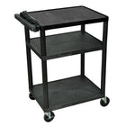 Luxor LP Series 34" 3-Shelf Black Presentation Cart, Black, (LP34E-B)-Features 400 Lb weight capacity, evenly distributed throughout three shelves.