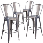 Flash Furniture 30'' High Clear Coated Indoor Barstools with Back - 4 Pack-Stack Quantity: 15