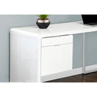 Monarch Specialties 7582 72" Computer Desk - High Glossy White Left/ Right Face-2 drawers including 1 large hanging file drawer have metal drawer glides, and finished interiors
