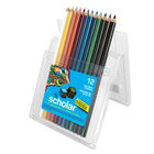 Prismacolor Scholar coloured Pencils - 12 Pack-Includes: Permanent Blue, Copenhagen Blue, Dark Green, Permanent Green, Lemon Yellow, Orange Yellow, Scarlet Red, Crimson Lake, Violet, Peach, Dark Brown and Black