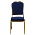 Flash Furniture HERCULES Series Crown Back Stacking Banquet Chair in Patterned Fabric - Gold Frame - Navy Blue-Multipurpose Banquet Chair