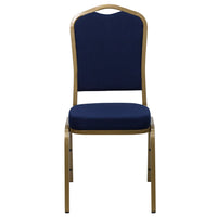 Flash Furniture HERCULES Series Crown Back Stacking Banquet Chair in Patterned Fabric - Gold Frame - Navy Blue-Multipurpose Banquet Chair