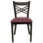Flash Furniture HERCULES Series Black "X" Back Metal Restaurant Chair - Burgundy Vinyl Seat-Metal Chair