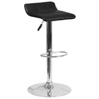 Flash Furniture Contemporary Black Vinyl Adjustable Height Barstool with Quilted Wave Seat & Chrome Base-Low Back Design