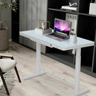 Uncaged Ergonomics Rise Up Glass Top Electric Height Adjustable Sit/Stand Desk - White-Desktop fits laptops, single or multi monitor setups