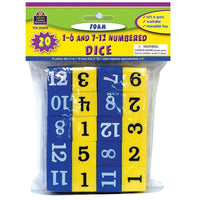Teacher Created Resources Foam Numbered Dice Kindergarten-4 Blue/Yellow, 30 Pack (TCR20609)-Numbered dice