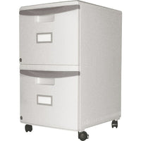 Storex Locking File Double Drawer, White-Space saving mobile file drawer made with durable plastic construction
