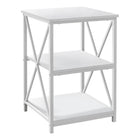 Monarch Specialties 3599 Accent Table - 26"H/White/ White Metal-3-tier accent table featuring a square tabletop and 2 storage shelves in a white finish