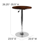 Flash Furniture 23.5" Round Adjustable Height Rustic Pine Wood Table (Adjustable Range 26.25" - 35.5")-Adjustable Height Frame
