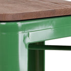 Flash Furniture 30" High Backless Green Metal Barstool with Square Wood Seat-500 lb. Weight Capacity
