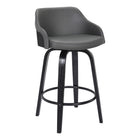 Armen Living Alec Contemporary 26" Counter Height Swivel Bar Stool - Black/Grey-Spot Clean