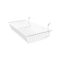 Eddie's Slatwall & Gridwall Wire Basket - 12" W x 24" H x 4" D - White - 3 Pack-Wire Basket for Slatwall and Grirwall
