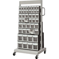 Kleton Mobile Tilt Bin Racks, Double-Sided, 92 Bins, 26-1/4" W x 22" D x 57-1/2" H-Capacity: 260 lbs.