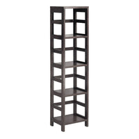 Winsome Leo Shelf with 4-Tier, Espresso-With its classic, sturdy design, this elegant shelving unit fulfills both style and functional requirements. Its four sections hold the Espresso Small Storage Basket perfectly. Mix and match with the other Espresso Storage Shelves.