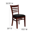 Flash Furniture HERCULES Series Ladder Back Mahogany Wood Restaurant Chair - Black Vinyl Seat-Mortise and Tenon Style Construction with metal wood screw reinforcements