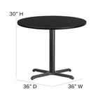 Flash Furniture 36" Round Black Laminate Table Set with X-Base & 4 Ladder Back Metal Chairs - Black Vinyl Seat-Designed for Commercial and Home Use