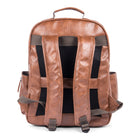 Bugatti 15" Synthetic Leather Backpack with Canvas Trim, Cognac-4 front pockets