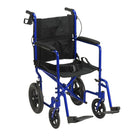 Drive Medical Expedition Transport Wheelchair with Hand Brakes, Blue-Blue, Aluminum