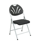 WorkSmart Folding Chair with Plastic Fan Back and Mesh Fabric Seat, Black, 4/Pack-Ventilated Black Fan Back with Black Padded Mesh Seat