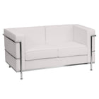 Flash Furniture HERCULES Regal Series Contemporary Melrose LeatherSoft Loveseat with Encasing Frame - White-Contemporary Style