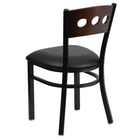 Flash Furniture HERCULES Series Black 3 Circle Back Metal Restaurant Chair - Walnut Wood Back, Black Vinyl Seat-Black Vinyl Upholstered Seat