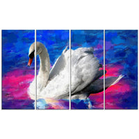 Designart Swimming Swan Canvas Art Print, 5 Panels, (PT2306-271)-Print
