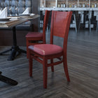 Flash Furniture Lacey Series Solid Back Walnut Wood Restaurant Chair - Burgundy Vinyl Seat-Solid European Beech Hardwood Construction