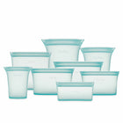 Zip Top Reusable Platinum Silicone Containers - Set of 8 - Teal-Top & Bottom Shelf Dishwasher Safe