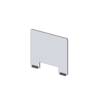Mark Maker Modular Sneeze Guard Front - 23.5" W x 23.5" H panel 1/4" Clear Acrylic -2 4" aluminum bottom rails -with 4"x12" pass-Attach modular panel sides to extend the length of your divider using Plastic Living Hinges (Flex Hinges).