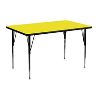 Flash Furniture 24''W x 48''L Rectangle Activity Table with 1.25'' High Pressure Top and Standard Height Adjustable Legs, Yellow-Yellow Laminate