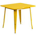 Flash Furniture 31.5'' Square Yellow Metal Indoor-Outdoor Table Set with 4 Arm Chairs (ET-CT002-4-70-YL-GG)-31.50"W x 31.50"D x 29.50"H