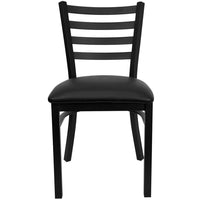 Flash Furniture HERCULES Series Black Ladder Back Metal Restaurant Chair - Black Vinyl Seat-Metal Chair
