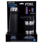 PURE Drinkware Water Bottle and Coffee Tumbler Set, 17 oz, Black-Volume: bottle holds up to 17 oz (500ml) / tumbler holds up to 12 oz (355ml) of any beverage