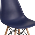 Flash Furniture Elon Series Navy Plastic Chair with Wooden Legs-Wooden Legs with Metal Bracing