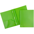 JAM Paper Plastic POP Two Pocket Clasp School Folder with Prong Clip Fasteners, Lime Green, 12 Pack (313525325ug)-1.2 lbs