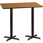 Flash Furniture 30" x 60" Rectangular Natural Laminate Table Top with 22" x 22" Bar Height Table Bases-Bar Height Hospitality Table