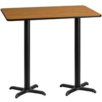Flash Furniture 30" x 60" Rectangular Natural Laminate Table Top with 22" x 22" Bar Height Table Bases-Bar Height Hospitality Table