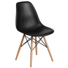 Flash Furniture Elon Series Black Plastic Chair with Wooden Legs-Black Plastic Finish